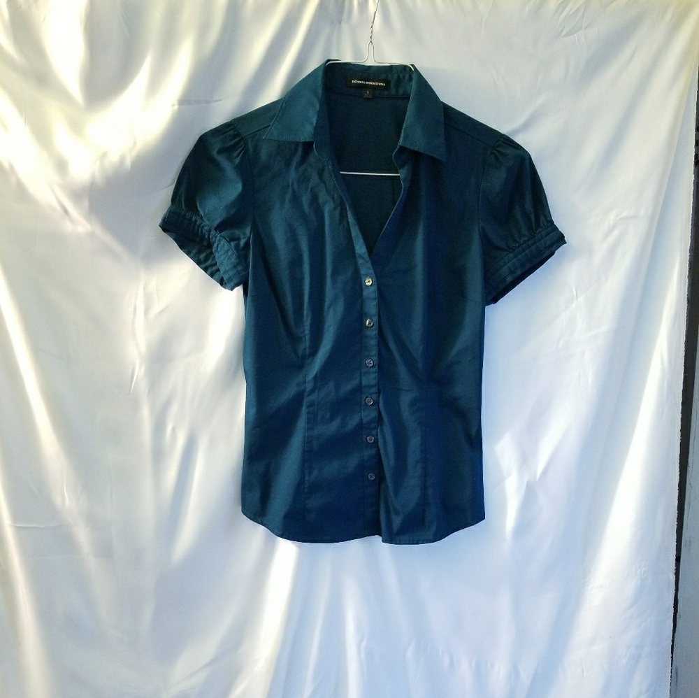 Express Design Studio Teal Button Up Shirt, Size S